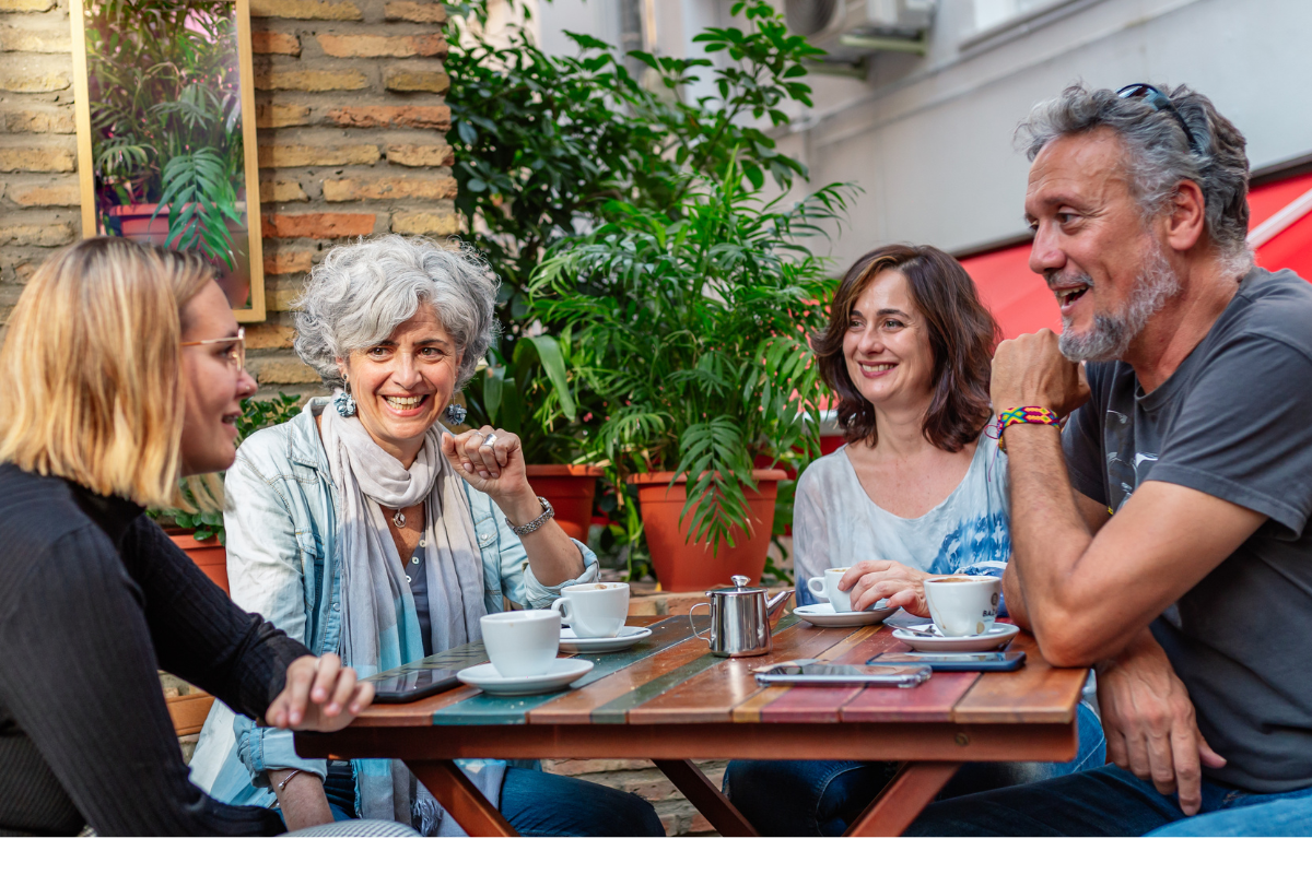 Family carer takes time out using respite care in Nottingham Family carer socialises with friends whilst using respite care in Nottingham